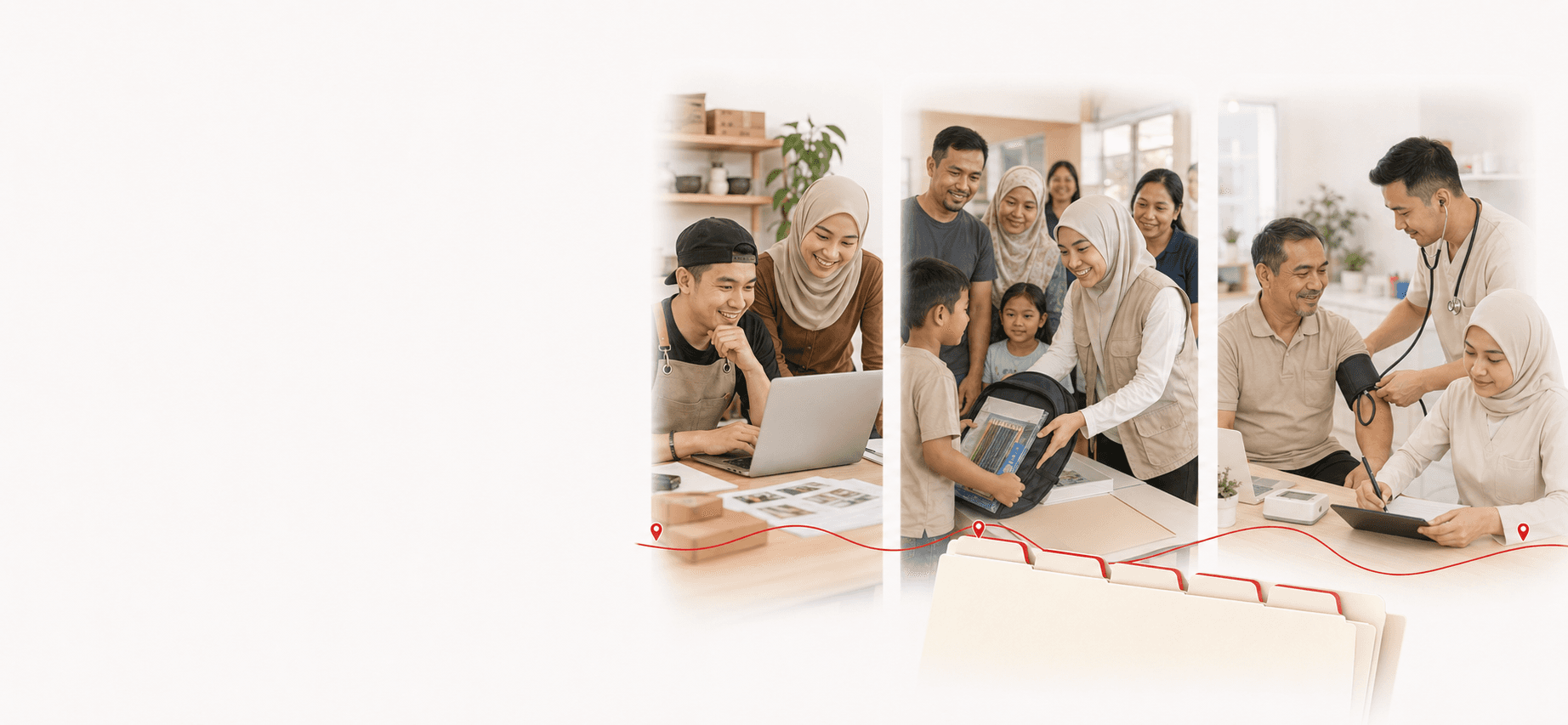 Selangkah app surrounded by community and service connections
